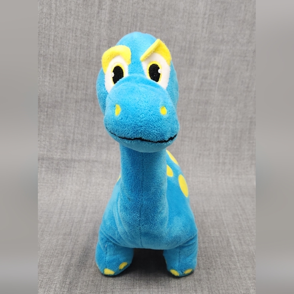 B.J. Toy Co  Blue With Yellow Spots Dinosaur Plush Stitch Eyes Lovey Soft 12" - Picture 2 of 7